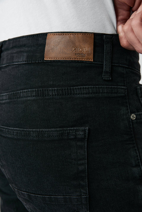 Siyah Relaxed Fit Rahat Kesim Pamuklu Likralı Esnek 4 Mevsim Denim Pantolon