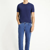 Light Blue Slim Fit Narrow Cut Cotton Elastane Stretchy 4-Season Denim Jeans