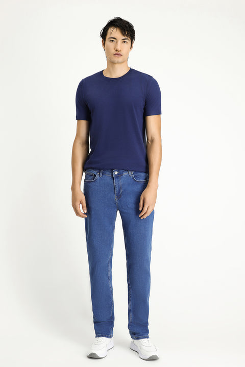 Light Blue Regular Fit Standard Cut Cotton Lycra Flexible 4-Season Denim Jeans