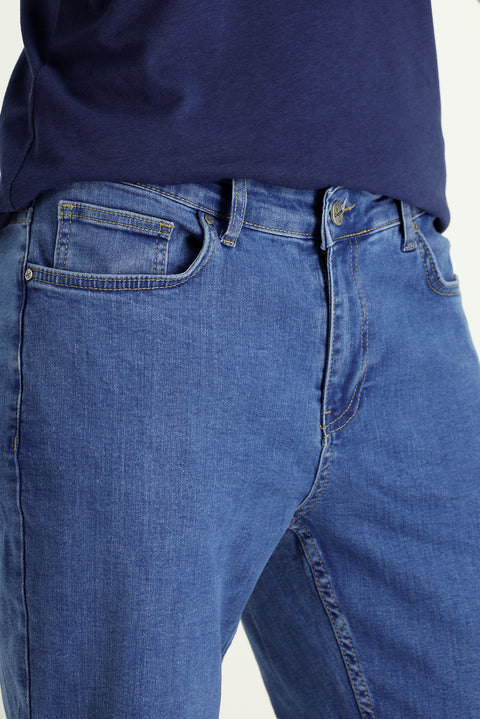 Light Blue Slim Fit Narrow Cut Cotton Elastane Stretchy 4-Season Denim Jeans