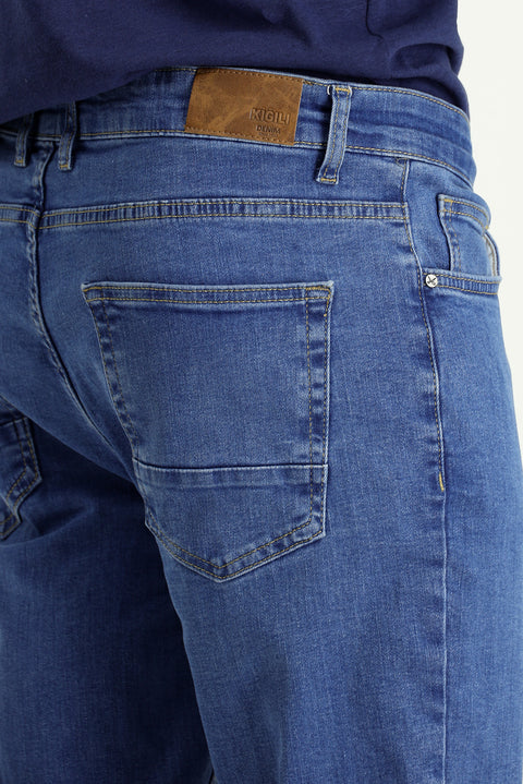 Light Blue Regular Fit Standard Cut Cotton Lycra Flexible 4-Season Denim Jeans