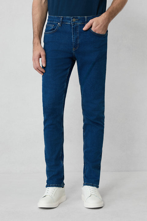 Indigo Regular Fit Standard Cut Cotton Lycra Flexible 4-Season Denim Pants