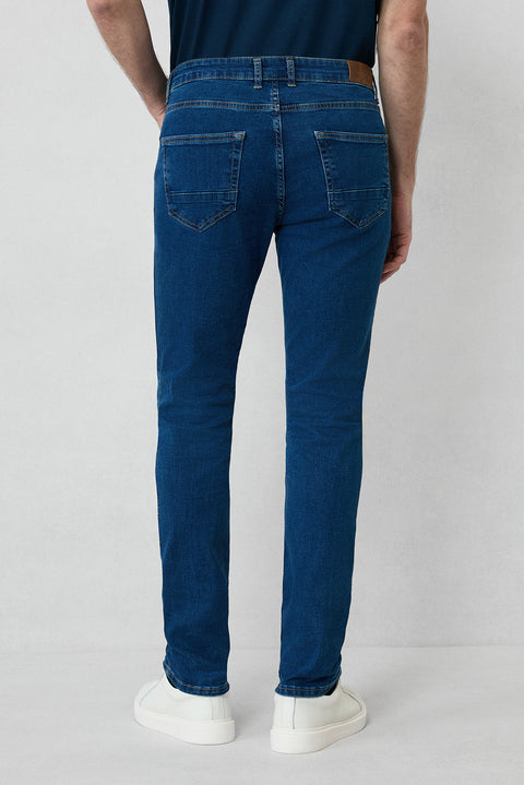 Indigo Slim Fit Skinny Cotton Elastane Flexible 4 Seasons Denim Jeans