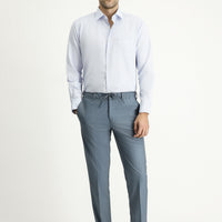 Koyu Mavi  7 Drop Super Slim Fit Eksra Dar Kesim Likralı Beli Lastikli İpli Klasik Kumaş Pantolon