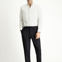 Siyah 7 Drop Super Slim Fit Eksra Dar Kesim Beli Lastikli İpli Likralı Desenli Klasik Kumaş Pantolon