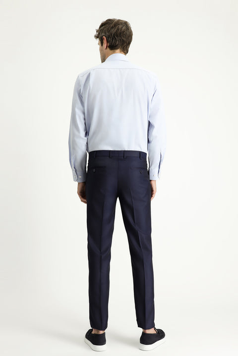 Dark Navy 7 Drop Super Slim Fit Extra Narrow Cut Patterned Lycra Classic Fabric Trousers