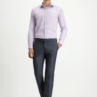 Medium Gray 7 Drop Slim Fit Narrow Cut Patterned Lycra Classic Fabric Trousers