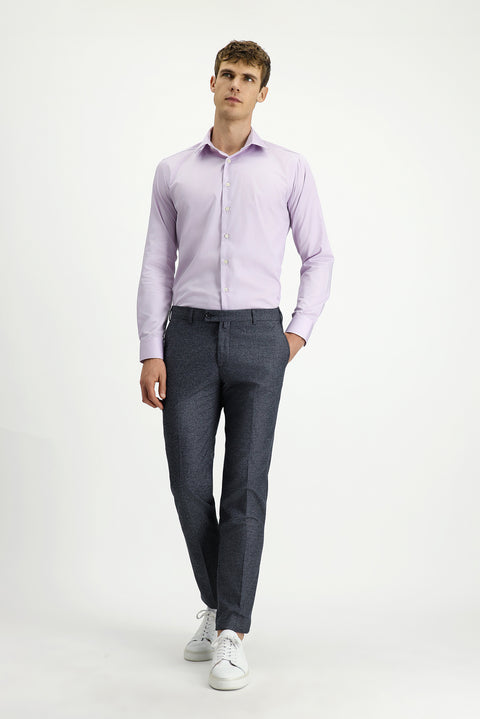 Medium Gray 7 Drop Slim Fit Narrow Cut Patterned Lycra Classic Fabric Trousers