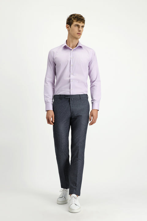 Medium Gray 7 Drop Slim Fit Narrow Cut Patterned Lycra Classic Fabric Trousers