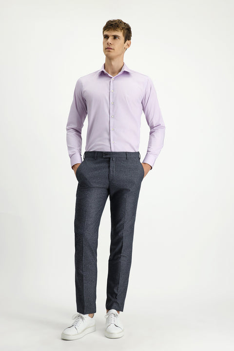 Medium Gray 7 Drop Slim Fit Narrow Cut Patterned Lycra Classic Fabric Trousers