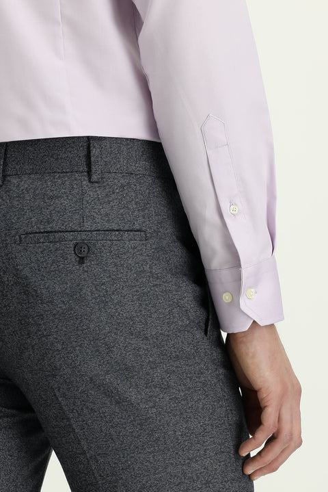 Medium Gray 7 Drop Slim Fit Narrow Cut Patterned Lycra Classic Fabric Trousers