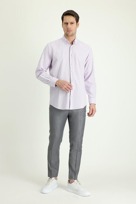 Light Grey 6 Drop Regular Fit Standard Cut Classic Fabric Trousers