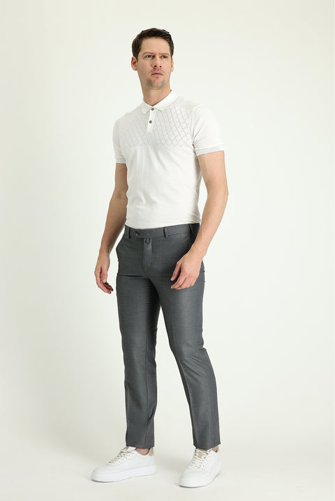 Medium Grey 4 Drop Relaxed Fit Classic Fabric Trousers
