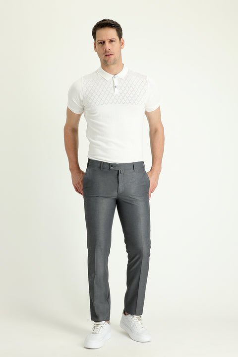 Medium Grey 4 Drop Relaxed Fit Classic Fabric Trousers