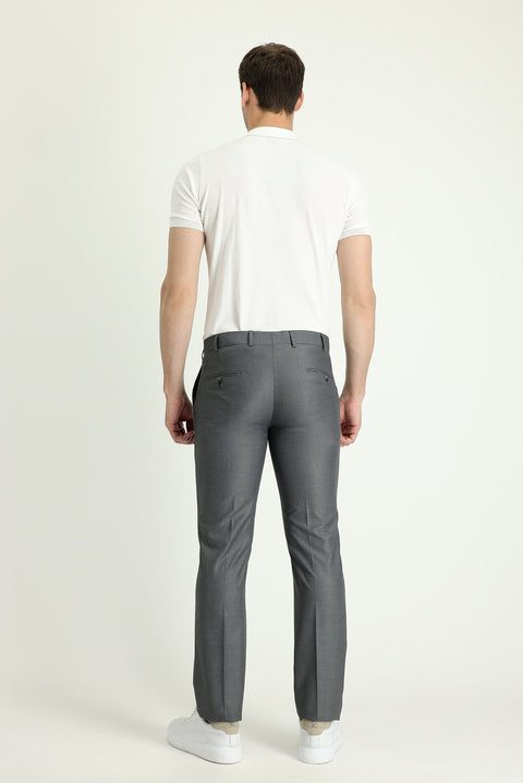 Medium Grey 4 Drop Relaxed Fit Classic Fabric Trousers