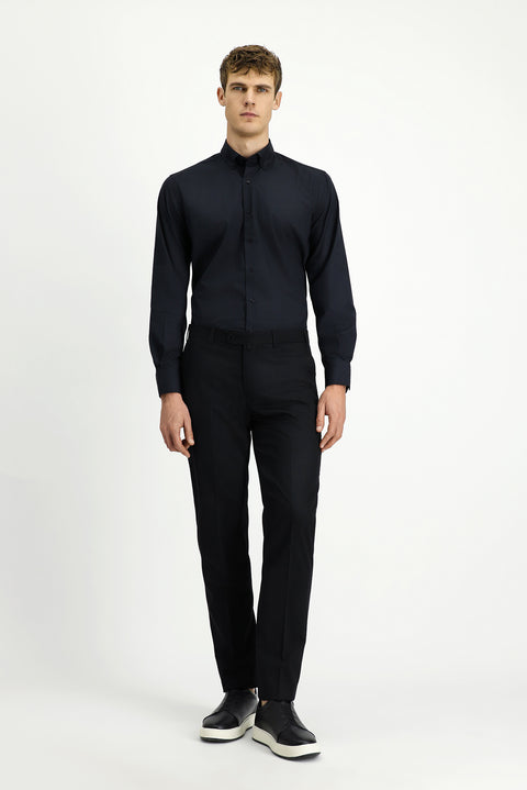 Black 4-Drop Relaxed Fit Classic Fabric Trousers