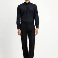 Black 6 Drop Regular Fit Standard Cut Classic Fabric Trousers