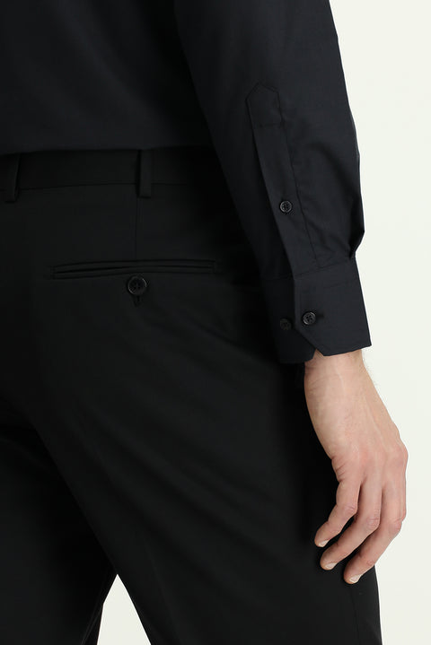 Black 7 Drop Slim Fit Classic Fabric Trousers