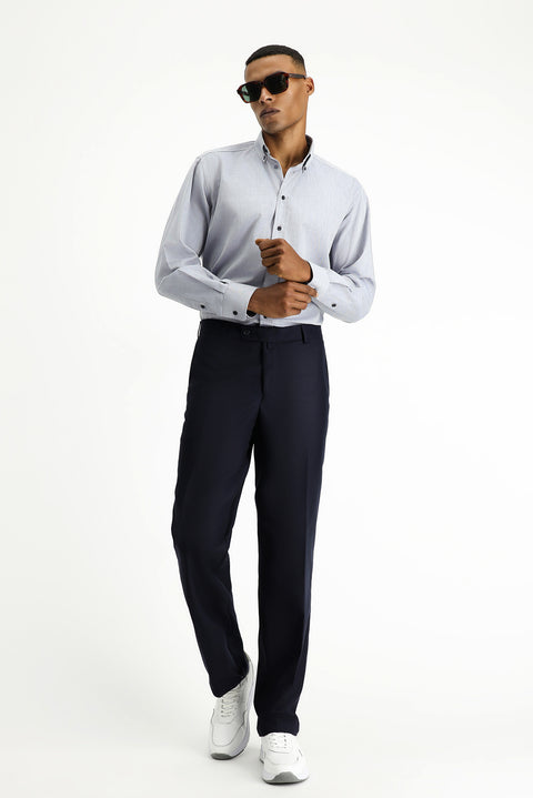 Siyah Lacivert 6 Drop Regular Fit Standart Kesim Klasik Kumaş Pantolon