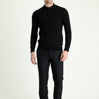 Dark Black 6 Drop Regular Fit Standard Cut Classic Fabric Trousers