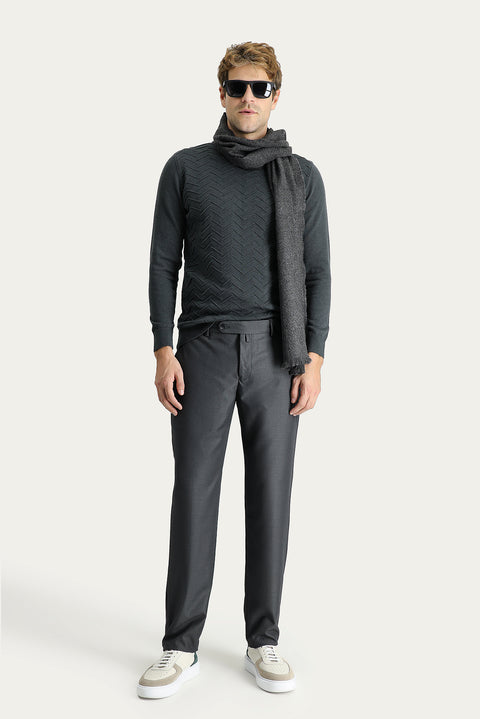Medium Anthracite 4 Drop Relaxed Fit Classic Fabric Trousers