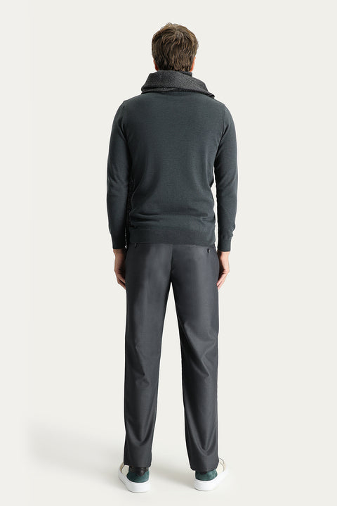 Medium Anthracite 6 Drop Regular Fit Standard Cut Classic Fabric Trousers
