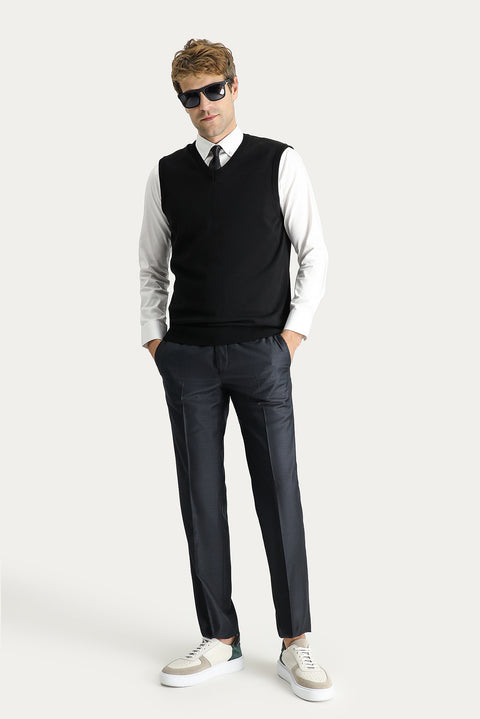 Dark Anthracite 7 Drop Slim Fit Classic Fabric Trousers