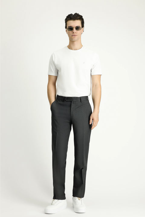 Medium Gray 4-Drop Relaxed Fit Classic Fabric Trousers