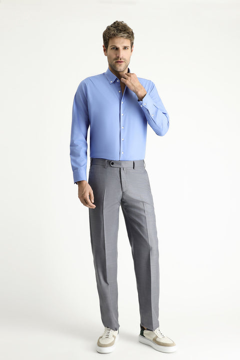 Light Gray 7 Drop Slim Fit Classic Fabric Trousers