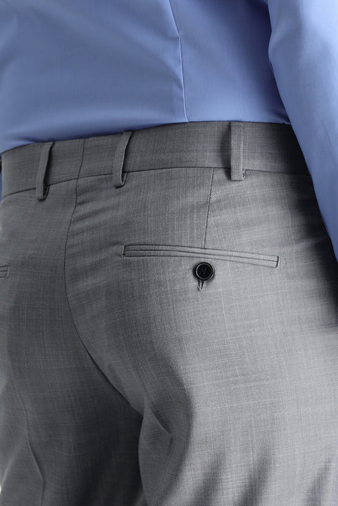 Light Gray 7 Drop Slim Fit Classic Fabric Trousers