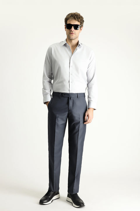 Dark Gray 7 Drop Slim Fit Classic Fabric Trousers