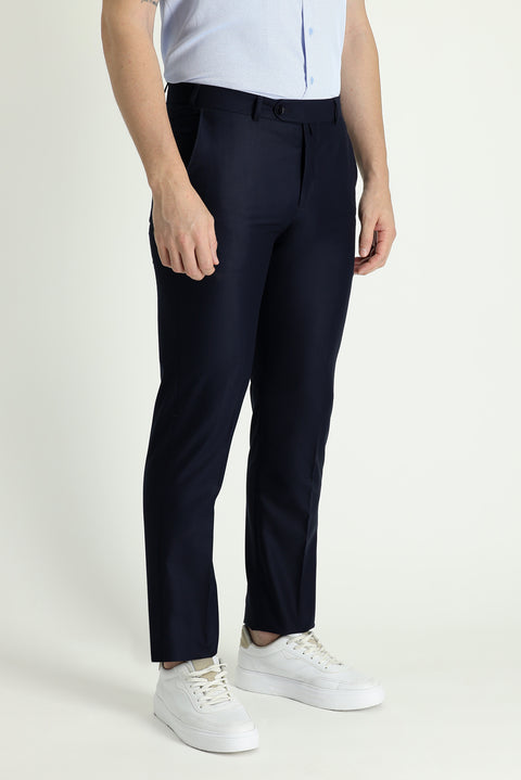 Dark Navy 4 Drop Relaxed Fit Classic Fabric Trousers