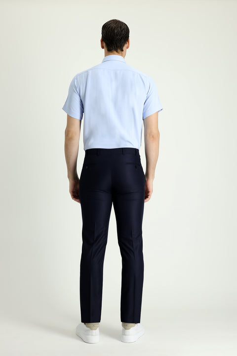 Dark Navy 6 Drop Regular Fit Standard Cut Classic Fabric Trousers