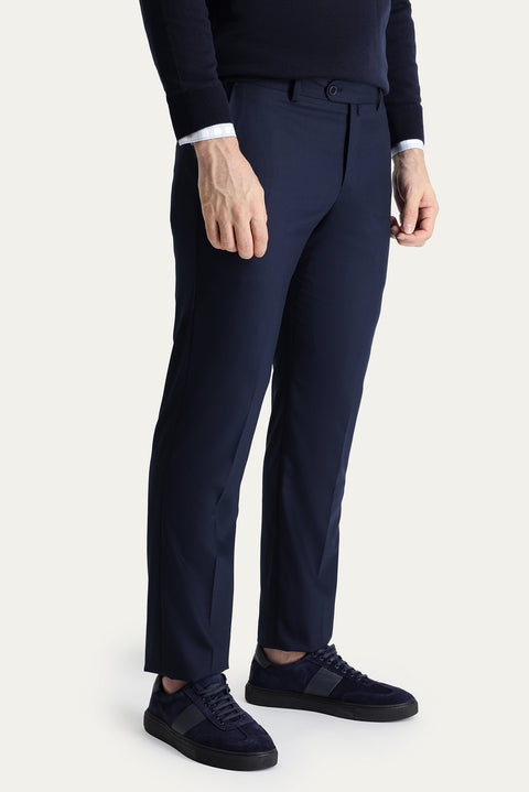 Koyu Lacivert 7 Drop Slim Fit Dar Kesim Klasik Kumaş Pantolon