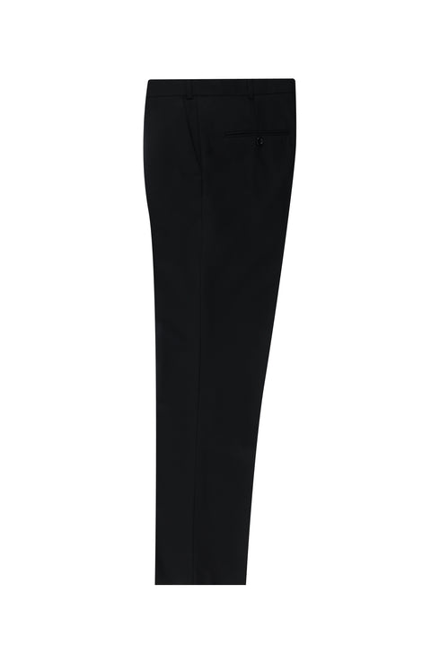 Black 6 Drop Regular Fit Standard Cut Classic Fabric Trousers