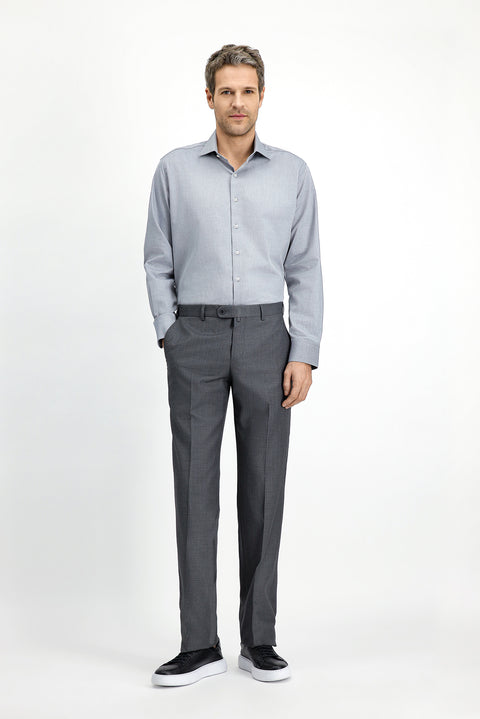 Medium Gray 6 Drop Regular Fit Standard Cut Classic Fabric Trousers
