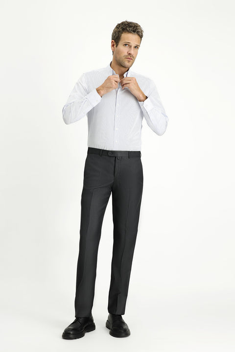 Medium Anthracite 6 Drop Regular Fit Standard Cut Classic Fabric Trousers