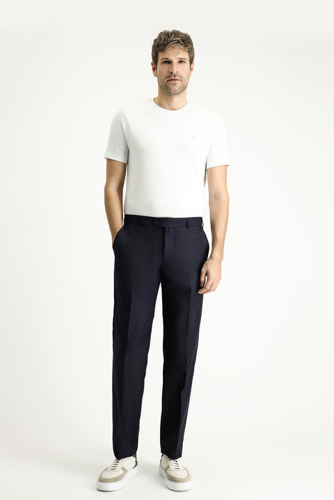 Black Navy 4 Drop Relaxed Fit Classic Fabric Trousers