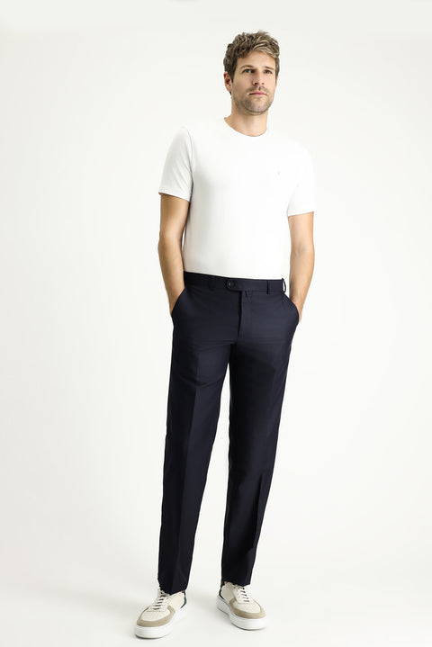 Siyah Lacivert 6 Drop Regular Fit Standart Kesim Klasik Kumaş Pantolon