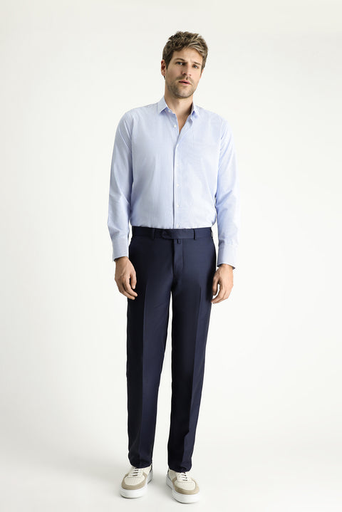 Dark Navy 6 Drop Regular Fit Standard Cut Classic Fabric Trousers