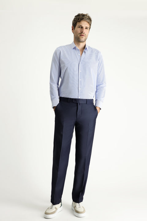 Dark Navy 6 Drop Regular Fit Standard Cut Classic Fabric Trousers