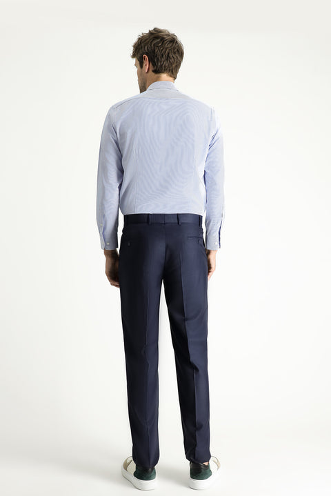 Dark Navy 6 Drop Regular Fit Standard Cut Classic Fabric Trousers