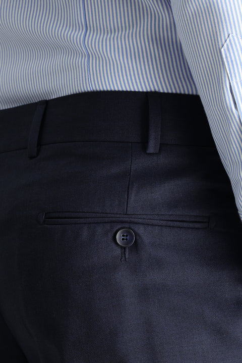 Dark Navy 6 Drop Regular Fit Standard Cut Classic Fabric Trousers
