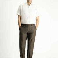 Light Brown 6 Drop Regular Fit Standard Cut Classic Fabric Trousers