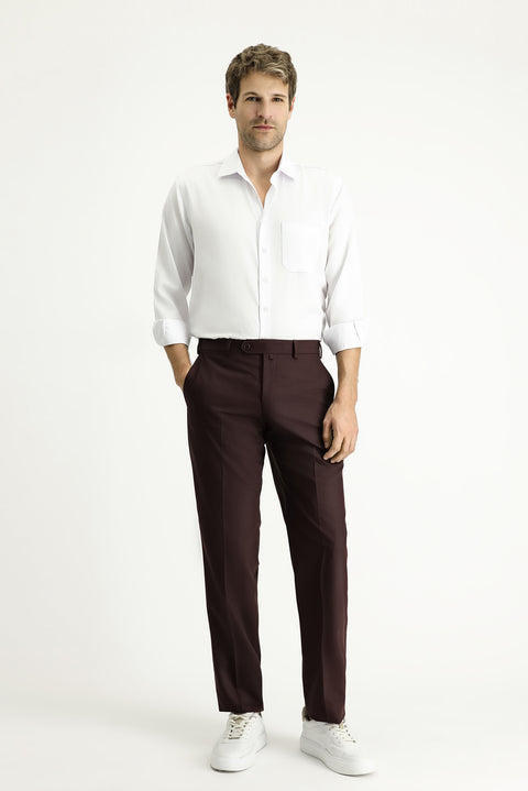 Koyu Bordo 6 Drop Regular Fit Standart Kesim Klasik Kumaş Pantolon