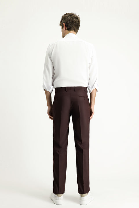 Koyu Bordo 6 Drop Regular Fit Standart Kesim Klasik Kumaş Pantolon