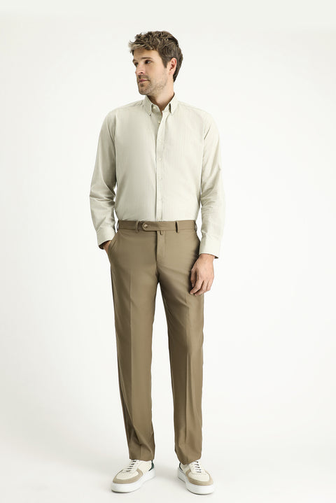 Dark Mink 6 Drop Regular Fit Classic Fabric Trousers