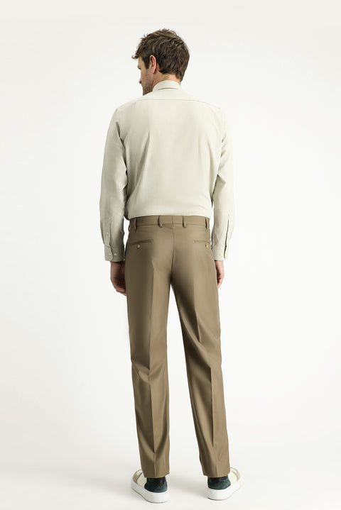Dark Mink 6 Drop Regular Fit Classic Fabric Trousers