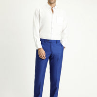 Dark Blue 6 Drop Regular Fit Standard Cut Lycra Classic Fabric Trousers