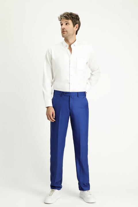Dark Blue 6 Drop Regular Fit Standard Cut Lycra Classic Fabric Trousers